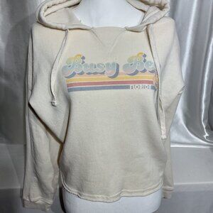 Vintage Busy Bee Florida Hoodie Sweatshirt Cream Pullover With Drawstrings size